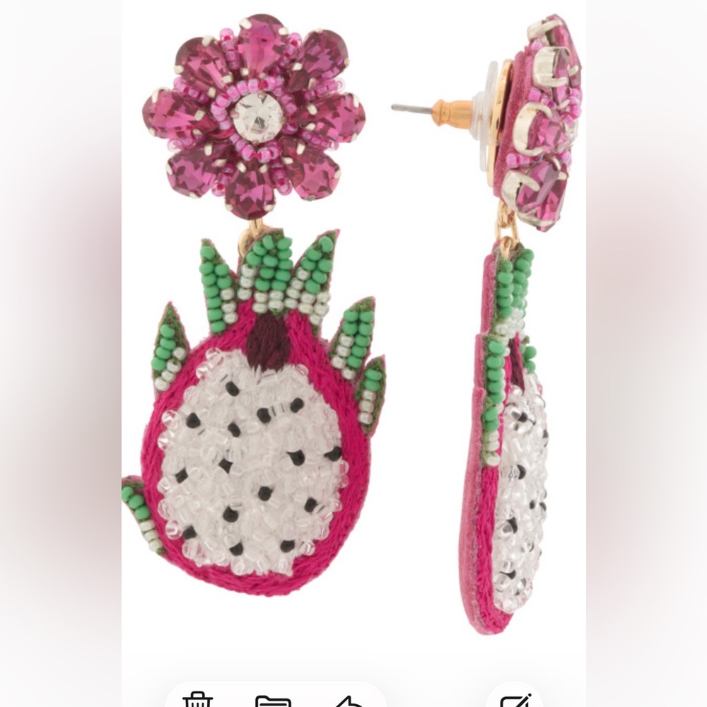 New Mignonne Gavigan Pink and Green Dragonfruit Earrings